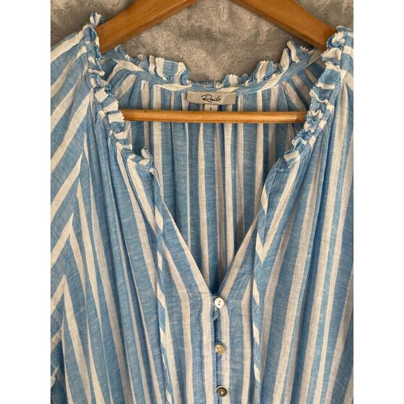 Rails Crystal Dress Lake Stripe L Nautical Casual Beachy Gauze Linen Resort - Picture 7 of 14